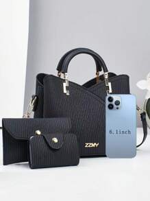 3pcs/Set Elegant Vintage Style Tote Bags, Multifunctional Large Capacity Crossbody Bags, Stylish Design, New Fashion Ladies Small Square Handbag Tote Crossbody Bag Versatile Casual Large Capacity Shoulder Crossbody Bag Suitable For Travel, Shopping, New Fashionable Women's Handbag Shoulder Crossbody Color Matching Casual Luxurious Large Capacity Shoulder Crossbody Casual Bag