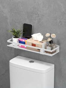 Storage Rack Above Toilet, Simple White. Rounded, Polished Edges Prevent Hand Injuries. Holds Tissues, Phones, Etc. Wall - Mounted, Convenient And Practical - Multicolor - View 8