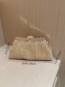 Or With Crystals, Glamorous Formal Handbag With Sparkling Crystals, Exquisite Evening Dress Accessory Suitable For Weddings, Formal Events, Parties, Birthdays - Perfect Gift - Rose Gold - View 5