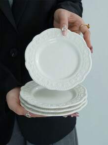 1/2/4件陶瓷盘套装欧式简约浮雕陶瓷甜品盘小吃水果盘派对下午茶甜品蛋糕盘陶瓷甜品盘礼物 - 彩色 - 查看 5