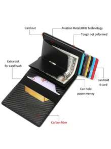 男士信用卡夹钱包男士 Rfid 智能 Meral 薄款弹出式简约钱包小号黑色钱包金属钱包正式/商务正式情人节创意 - 彩色 - 查看 4