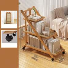 3-Tier Folding Triangle Bookshelf Bracket Shelf Storage Organiser Holder & Pulley - Multicolor - View 2