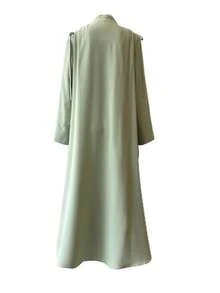 1 chiếc váy Abaya hở vai thanh lịch màu xanh lá cây có dây rút và khăn trùm đầu, mùa hè/xuân dành cho nữ - cây xô xanh - Xem 3