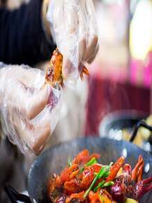 一次性手套，100包=200副手套（1包/2只）透明加厚，独立包装，方便携带，一次性手套非常适合餐厅、野餐、露营、厨房、旅行 - 彩色 - 查看 7