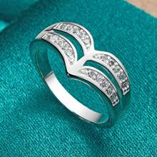 925 Sterling Silver Plated Crown 7-10# Ring For Women Wedding Engagement Party Fashion Jewelry - Silver - View 3