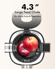 SiFENE Whole Fruits Cold Press Juicer Machine - 4.3-Inch Wide Mouth Slow Masticating Juicer With Large Feed Chute For Vegetables And Fruits, Easy To Clean, Nutrient-Rich Juice Extractor (Green) - US A Type Plug(110-127V) - View 4