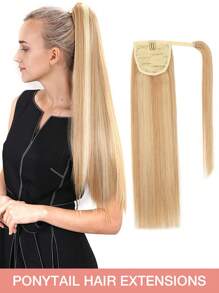 Extensiones de cabello humano con cola de caballo, extensiones de cabello con clips para uso diario, fácil de usar, extensión de cola de caballo de color natural para mujeres, larga y recta