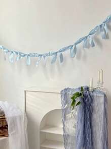 蝴蝶结丝带花环旗帜，蝴蝶结手工悬挂花环，甜蜜房间壁挂横幅，适用于生日房间少女心装饰婚礼派对装饰