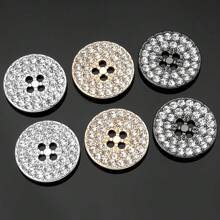 Shiny Metal Buttons 4 Hole Round Buttons Metal Buttons Inlaid With Rhinestones , Decorative Buttons For Crafts Arts & Crafts Supplies , Sewing Buttons For Clothing Sewing & Knitting Supplies.