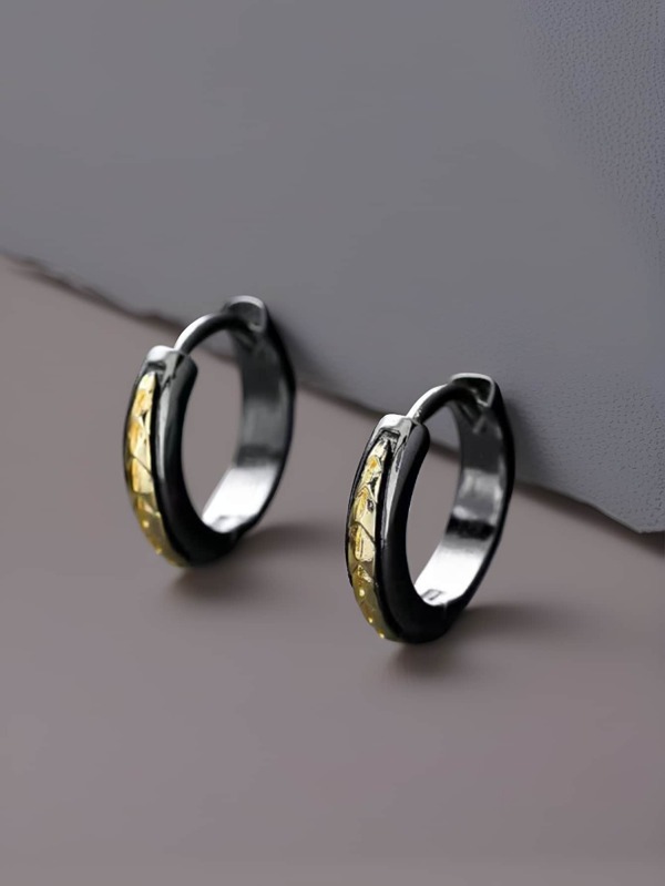 Dragon Scale Earrings For Men Black Gold Cryo-Chic Jewelry | Versatile Luxury-Edge Design For Work/Party/Vacay + Bday-Ready Swag Gift"