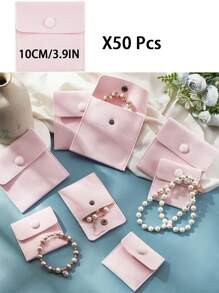 3入組粉色方形絨布袋,7x7cm/10x10cm絨布首飾袋,帶簧扣布禮物袋,適用於糖果禮物、項鍊手鍊包裝、首飾手鍊耳機袋、串珠禮物袋,情人節禮物 - 粉色 - 查看 18