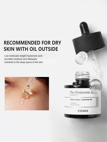  COSRX 纯透明质酸钠3%精华，保湿补水面部精华，适用于细纹和皱纹，丰盈修复干燥肌肤，无人工香料，韩国护肤品20ml