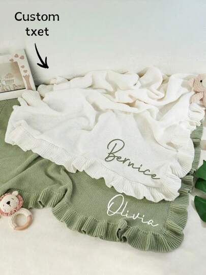 Embroidered Blankets, Personalized Name Blankets, Soft And Breathable Knitted Blankets, Personalized Name Blankets, Soft And Breathable Knitted Blankets, Newborn Gifts, Office Supplies, Durable, Breathable, Lightweight, Suitable For Mother's Day, Birthdays, Valentine's Day, Graduation Ceremonies, Father's Day, Weddings, Housewarming Celebrations, Etc., Can Be Used On Sofas, Beds, Cars, Tea Rooms, Bedrooms, Bathrooms, Living Rooms, Dining Rooms, Etc.