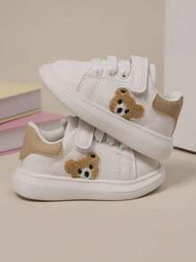 1 Pair Children Lightweight Comfortable Low-Top Casual Sports Shoes With Bear Decor, Suitable For Students Everyday Sports And Traveling, All Season - Apricot - View 4
