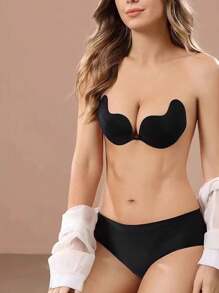 1 Pair Mango-Shaped Breathable Adhesive Push Up Bra, One-Piece Silicone Wedding Dress Anti-Convex Underwear, Sexy Nipple Cover. Suitable For Everyday Sports, Beach Parties, Formal Occasions, Outings, And Dates. - Apricot - View 4