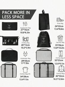 Bộ 8 túi đựng đồ du lịch di động - Sắp xếp quần áo, giày dép và đồ lót của bạn một cách dễ dàng - Hoàn hảo để đóng gói hành lý và vali Túi đựng đồ du lịch có in khẩu hiệu di động kèm theo giày dép, đồ vệ sinh cá nhân và túi giặt Đồ dùng học tập Đồ dùng học tập cho trường học cho sinh viên Trang trí phòng ký túc xá Trang trí phòng ngủ Đồ dùng ký túc xá thiết yếu cho học sinh Giáo viên Khối đóng gói Lưu trữ quần áo Bộ sắp xếp quần áo Bộ túi du lịch Bộ sắp xếp du lịch Đồ dùng du lịch thiết yếu - màu đen - Xem 4