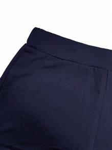 Women's Slim Fit Plain Short Sleeve Casual Shorts Set - Royal Blue - View 5