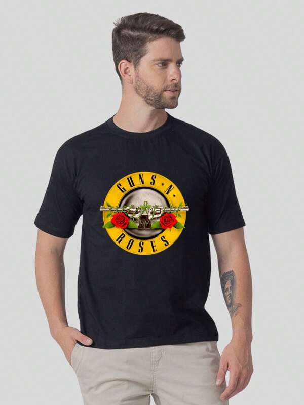 Camiseta Estampada Guns N Roses Bandas de Rock Musicas Clássicos Confortável Tecido Resistente Várias Cores
