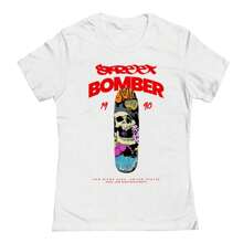 Nearly There Matt Keeling 1990 Stree Bomber Graphic Cotton Ladies Fitted T-Shirt