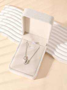 1 Fashion Simple Stainless Steel Love Letters Ladies Pendant Necklace Suitable For Ladies Daily Wear Holiday Dating Gift Jewellery Mother's Day Gift (With Gift Box)