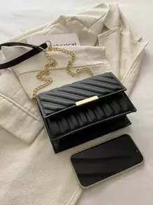 Bolso pequeño con diseño de cadena de textura rombos versátil y de moda