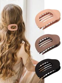 3 件装多功能多色椭圆形发夹，坚固、浓密和稀疏头发友好型优雅发饰，实用又时尚的 ABS 塑料休闲发夹 - 多色 - 查看 11