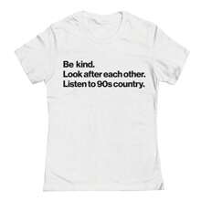 Tracks & Fields Listen To 90S Country Graphic Cotton Ladies Fitted T-Shirt - White - View 1