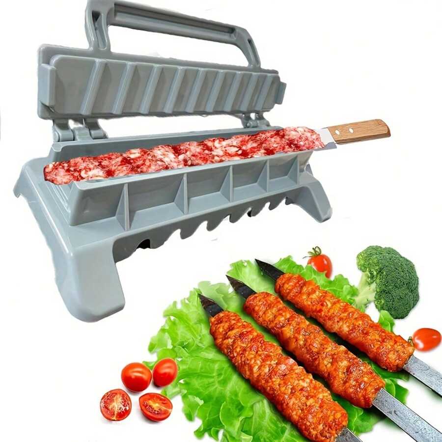 1 buah Alat Penekan Daging BBQ Luar Ruangan, Cetakan Plastik Aksesori Memanggang Portabel, Perlengkapan Barbekyu Sederhana & Berguna
