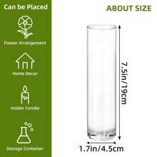 Superlele 15 / 30 Pack Glass Cylinder Bud Vases Set | 7.5 Inch Tall Clear Hurricane Candle Holders | Floating Glass Centerpiece Vases For Weddings, Parties, Home Table Decor | Transparent Flower Vases Bulk For Single Rose, Floral Arrangements | Slim Cylindrical Vases For Dining Room, Living Room, Bedroom, Office Desk Aesthetic Decor | Boho Wedding Decorations, Anniversary, Baby Shower, Valentine's Day Gift | Windproof Candle Jars With Thickened Glass Base | Modern Minimalist Home Accents, Boho Chic Table Decor, Event Centerpieces Supplies