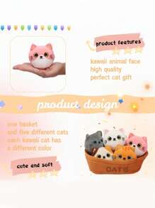 20 厘米/7.87 英寸 Kawaii A Basket 毛绒玩具系列带篮子水豚、猫、草莓、兔子、恐龙和墨西哥钝口螈毛绒动物玩具，适合儿童生日派对家居女孩房间装饰感恩节的完美礼物 - 彩色 - 查看 6