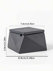 1pc Diamond-Shaped High-Grade Matte Black Three-Dimensional Geometric Ashtray With Lid For Home Office Light Luxury Decorative Ornaments Ashtray