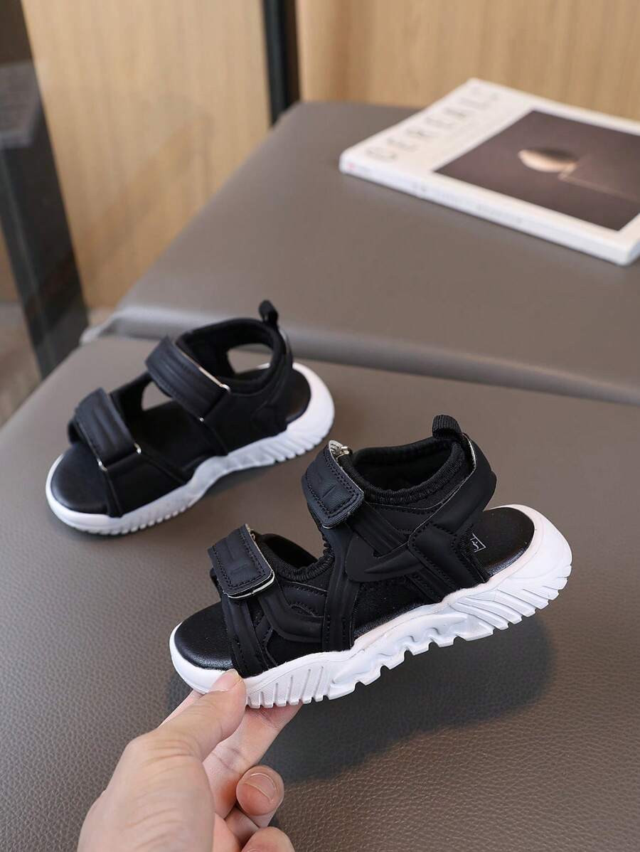 1 双儿童凉鞋，轻便透气舒适钩环露趾沙滩/运动休闲鞋，适合男孩和女孩