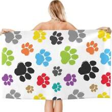 1 szt. Sportowy ręcznik plażowy Outdoor High Definition Digital Printed Cute Color Footprint Design, mata do jogi do sportów halowych, szal przeciwsłoneczny na plażę, przenośny, chłonny, szybko schnący ręcznik kąpielowy
