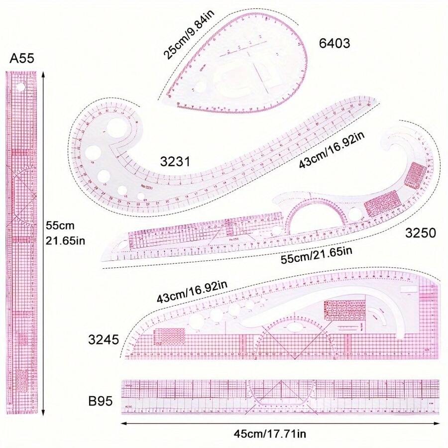 1 Set Of Garment Sewing Ruler Pattern Making Grading Ruler Garment Design Drawing Pattern Making Ruler Cutting Ruler