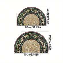 1 Elegant Style Green Plant Pattern Half Circle Doormat - Suitable For All Seasons, Machine Washable, Crystal Fleece Material Stain Resistant, Non-Slip Backing, Great For Indoor/Outdoor Entryways, Kitchens, Cabinets - Decorative Welcome Mat, Vintage Mosaic Design, Entryway Decoration | Decorative Floor Mat Rug Carpet Rugs Door Mat Room Decor Carpet For Living Room Kitchen Rug Bedroom Decor Blankets And Throws Rugs For Bed Room Home Decor Bathroom Decor Room Decoration Stuff Living Room Decor Office Decor House Decor Home Decor Living Room Bathroom Rug Room Decor Aesthetic - Multicolor - View 4
