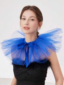 1 件黑色网状荷叶边可拆卸吸血鬼项圈，文艺复兴时期服装配饰 - 彩色 - 查看 5