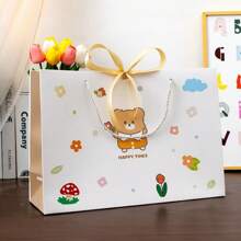 Bolsa de regalo con diseño de oso de dibujos animados, cinta, adecuada para festivales, cumpleaños, fiestas, empaque de regalo diario, bolsa de empaque del Día de San Valentín