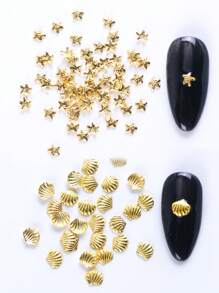 12 Lưới Vàng Chủ Đề Đại Dương Phụ Kiện Móng Tay Đinh Kim Loại Sao Biển Vỏ Cây Dừa Lát Trang Trí Nghệ Thuật Làm Móng Phong Cách Đại Dương Mùa Hè Vật Dụng Làm Móng Charm Đá Quý Làm Móng - Vàng - Xem 6