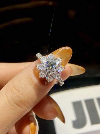 1 st 1 Ct 4 klor Rund solrosring Design D-Color Moissanite Förlovningsring För Kvinnor Utsökt Elegant Blomma Form Vigselring Löfte Ring Jubileumsring Bröllopssmycken
