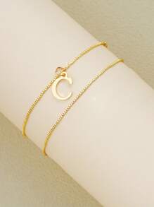 1pc Fashionable & Elegant Wrap-Style Letter Ankle Chain, Suitable For Women Everyday Wear, Beach, Date, Birthday Party, Mother's Day Gift