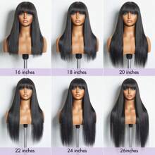 Body Wave Wigs With Bangs Human Hair Wigs For  Women None Lace Front Wigs 200% Density Brazilian Virgin Hair Glueless Machine Made Wig Natural Color(18-38 Inch, Body Wave) - S1 - 查看 9