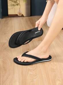 Women's Flip Flops, Summer New Sweet Fairy Style All-Match Beach Holiday Anti-Slip Soft Bottom Sandals - Black - View 2