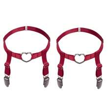 2 Pcs Adjustable Elastic Thigh Garter Belts Punk Gothic Heart Leg Garter With Metal Clip - Multicolor - View 8