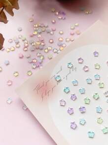 100 Pieces Of Spring And Summer Style Mocha Small Size Starfish Shaped Design Nail Art Decoration Japanese Diy Star Rhinestone Small Nail Decoration Multiple Colors Randomly Mixed Nail Supplies Nails Nail Charms Nail Gems - Multicolor - View 4