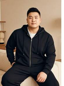 Men Plus Size Hoodies - màu đen - Xem 1