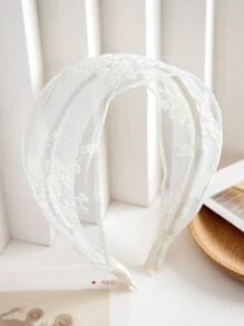 1pc Lace Embroidered Floral Headband, Minimalist & Practical Multi-Function,Hairband,Hair Hoop Headbands Hair Accessories Head Accessories - Multicolor - View 4
