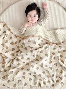 بطانية ناعمة ومريحة ذات نمط دب كرتوني للأطفال للأربع فصول, بطانية كبيرة مبطنة للأطفال لحمايتهم من تكييف الهواء أثناء القيلولة, لحاف صغير للحماية من البرد لمكاتب البالغين, رداء حماية من الرياح للسيارة