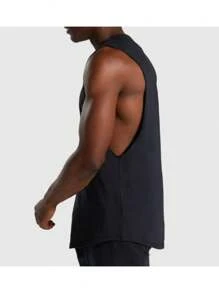 Playera Olimpica Estampado Gym Hombre Masculino Camiseta Ejercicio sin Manga - Negro - Ver 2