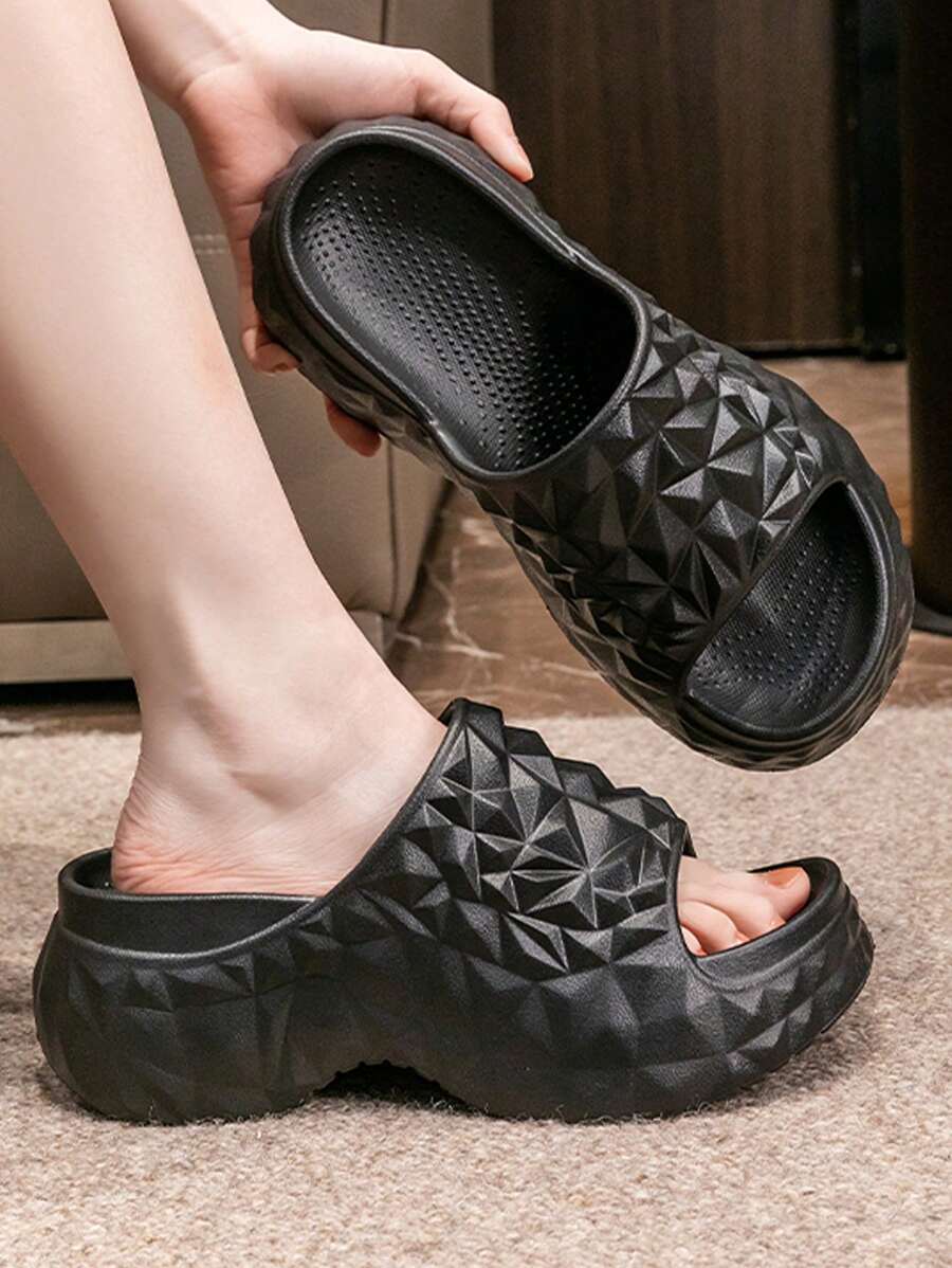 Women's 2025 New Geometric Pattern Thick Sole Slide Slippers, Anti-Slip & Comfortable, Summer Sandals, Indoor And Outdoor Elevated Slippers - View 1