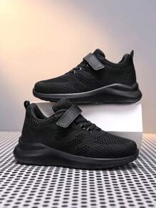 Breathable Mesh Running Shoes, Low-Top Sneakers For Teenagers, All Black Color, Versatile Casual Lightweight Student Shoes, Suitable For Spring, Autumn And All Seasons - Black - View 3